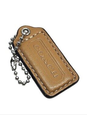 🆕 Coach 2" Vintage Y2K Saddle Tan Matte Leather Hang Tag Bag Fob Charm Keychain